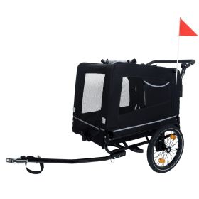 2-in-1 Bike Trailer & Push Cart for Pets - Detachable Bike Hitch & Push Handle Included - All-Terrain Wheels, Quick Release Wheel, Non-Slip Floor
