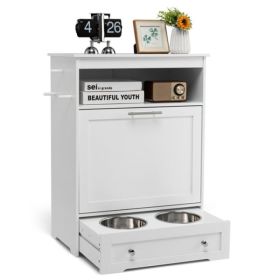 White Pet Feeding Station, Pet Cabinet (Option: White)
